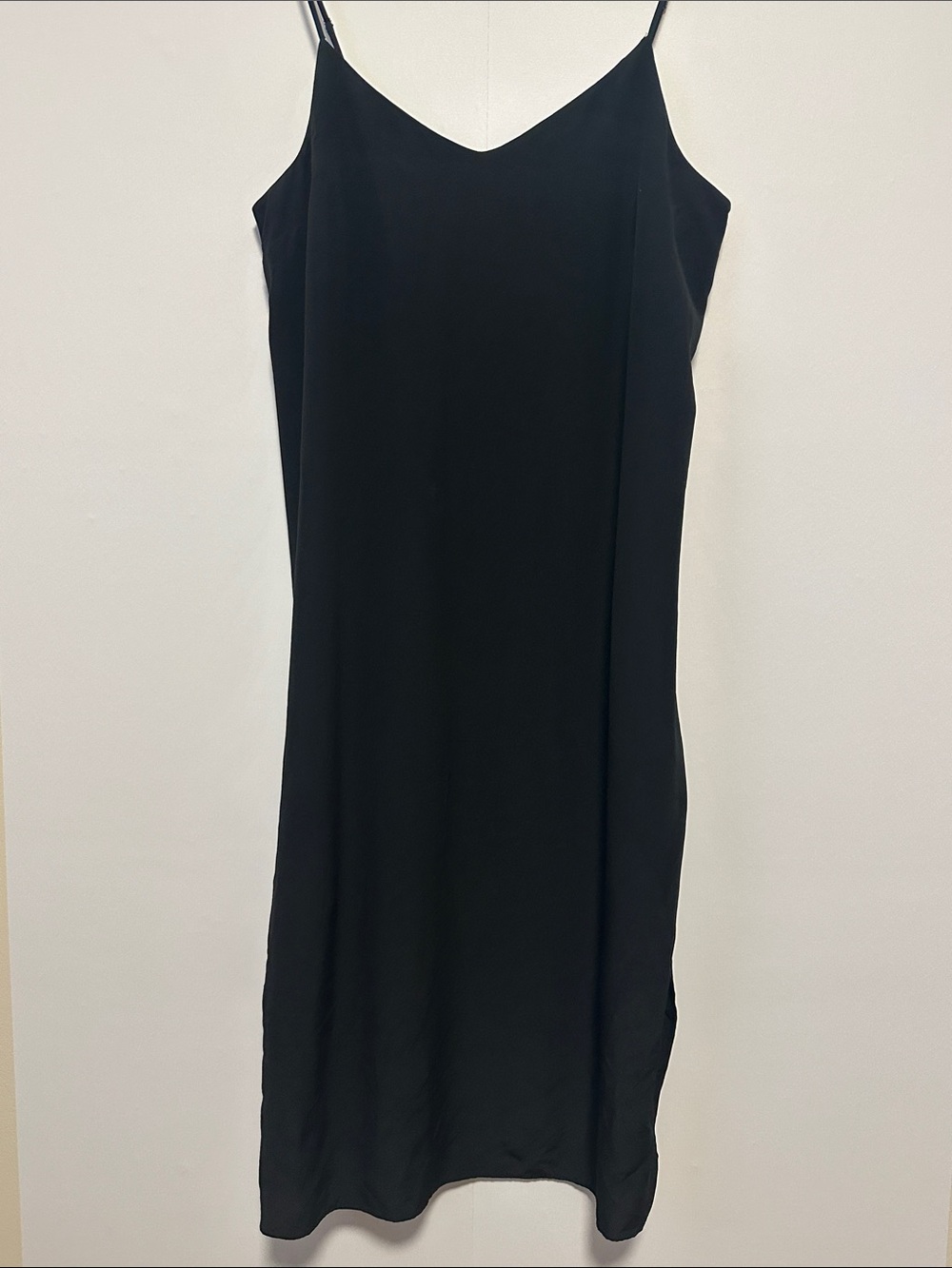 Madewell Black Silk Slip Midi Dress